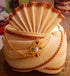 Cream Color Pagdi With Gold Color Pearls